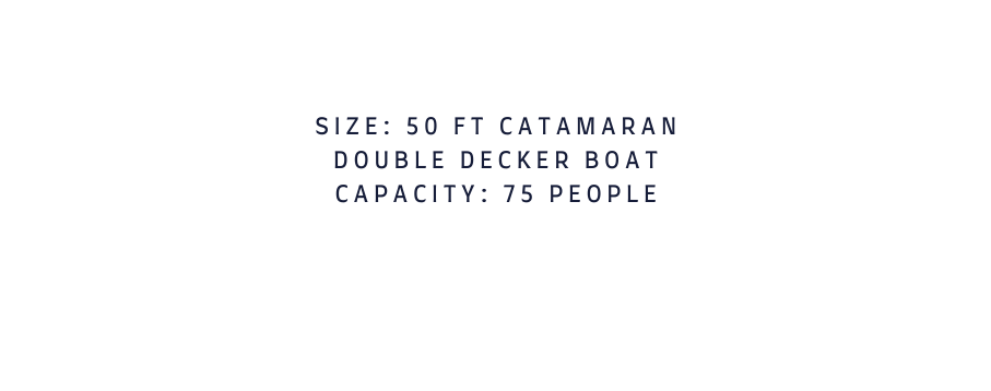 SIZE 50 FT CATAMARAN DOUBLE DECKER BOAT CAPACITY 75 PEOPLE